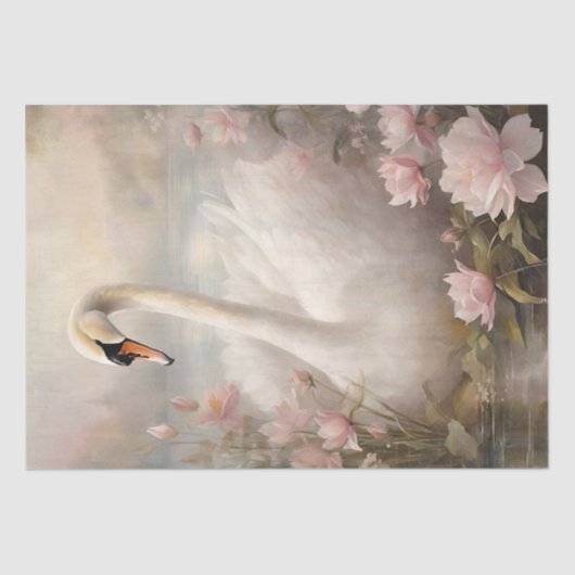 エレガントスワンレイクピンクウォーターリリーフローラ 薄葉紙 (正面)