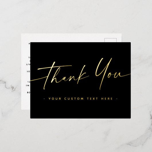 エレガントス感謝していト実在フォイルを追加する文字ブラック 箔シーズンポストカード (正面/裏面)