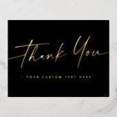 エレガントス感謝していト実在フォイルを追加する文字ブラック 箔シーズンポストカード (正面)