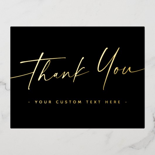 エレガントス感謝していト実在フォイルを追加する文字ブラック 箔シーズンポストカード (正面)