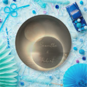 エレガントセピ太陽のアEclipseカスタムフォト結婚ズ ペーパープレート (パーティー)