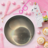 エレガントセピ太陽のアEclipseカスタムフォト結婚ズ ペーパープレート (パーティー)