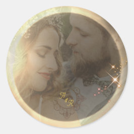 エレガントセピ太陽のアEclipseカスタムフォト結婚ズ ラウンドシール