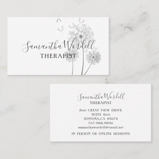 エレガントセラピスト図解入りの、写真付きのの花 名刺 (正面/裏面)