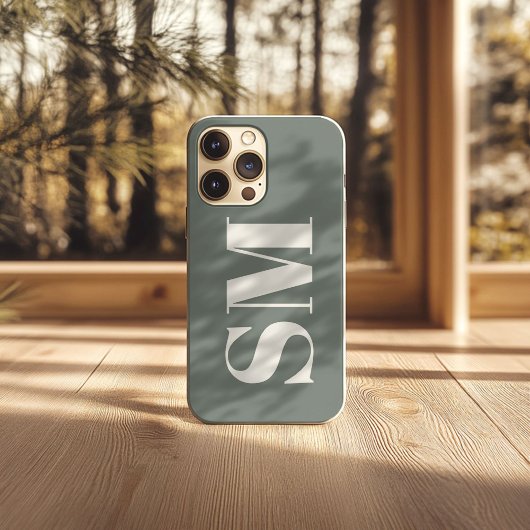 エレガントセージのモノグラムイニシャル Case-Mate iPhoneケース