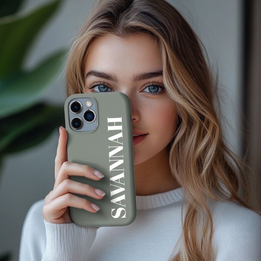 エレガントセージの名入れシンプル Case-Mate iPhoneケース