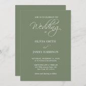 エレガントセージオリーブシンプルグリーモダン結婚ズ 招待状 (正面/裏面)