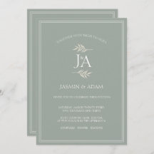 エレガントセージグリーンクラシックイニシャル結婚ズ