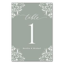 エレガントセージグリーンクラシックヴィンテージスモール結婚ズ テーブルナンバー