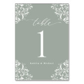 エレガントセージグリーンクラシックヴィンテージスモール結婚ズ テーブルナンバー (裏面)