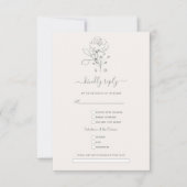 エレガントセージグリーンシンプルソング結婚リクエスト 出欠カード (正面)