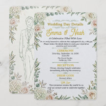 エレガントセージゴールドの結婚式詳細カード