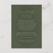 エレガントセージシンプルグリーン結婚フォト サンキューカード (正面)