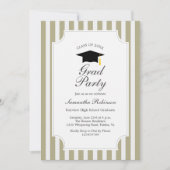 エレガントセージストライプグリーン卒業党 招待状 (正面)