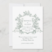 エレガントセージフランスのグリーンガーデン結婚花 セーブザデート (正面)