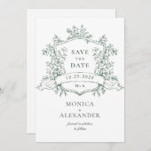 エレガントセージフランスのグリーンガーデン結婚花 セーブザデート (正面/裏面)