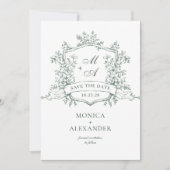 エレガントセージフランスのグリーンガーデン結婚花 セーブザデート (正面)