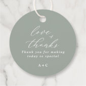 エレガントセージ結婚グリーンの上品なラウンド フェイバータグ (裏面)