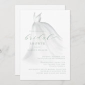 エレガントセージ結婚グリーンブライダルシャワー 招待状 (正面/裏面)