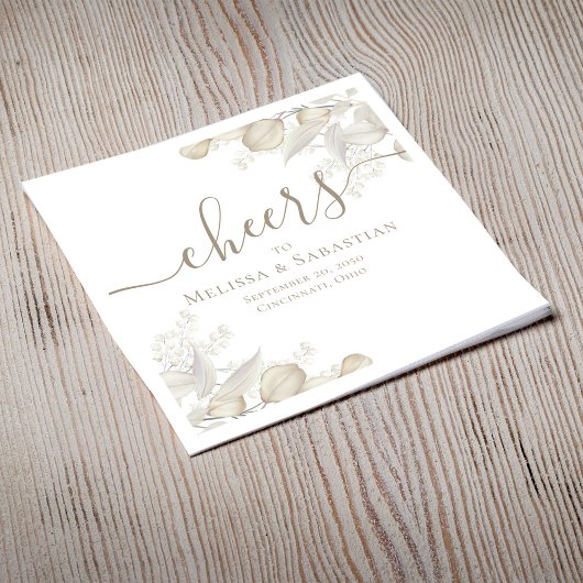 エレガントセージ結婚グリーンリーカスタムズ スタンダードカクテルナプキン