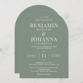 エレガントセージ結婚グリーン 招待状 (正面/裏面)