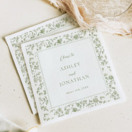 エレガントセージ結婚Chinoiserie's スタンダードカクテルナプキン