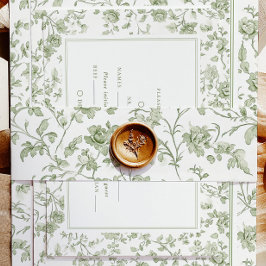 エレガントセージ結婚Chinoiserie's 招待状ベリーバンド