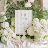 エレガントセージ緑と青ストライプのの結婚バー標識 招待状