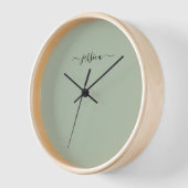 エレガントセージ緑のスクリプト名大時計 壁時計 (傾斜)
