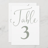 エレガントセージ緑シンプルの大きなテーブル番号 招待状 (正面/裏面)