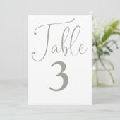 エレガントセージ緑シンプルの大きなテーブル番号 招待状 (スタンド正面)