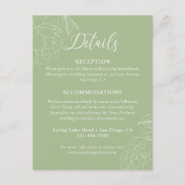 エレガントセージ緑フローラ結婚の詳細 エンクロージャーカード