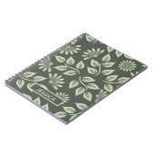 エレガントセージ緑ヴィンテージフローラパーソナライズされた ノートブック (左側)