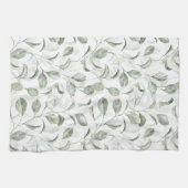 エレガントセージ緑離れ水色パターン キッチンタオル (横)