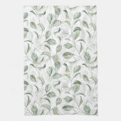 エレガントセージ緑離れ水色パターン キッチンタオル (縦)