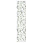 エレガントセージ緑離れ水色パターン ショートテーブルランナー (正面)