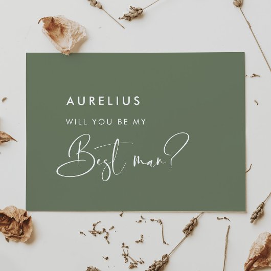 エレガントセージ・グリーン私の花婿介添人・カードは 招待状