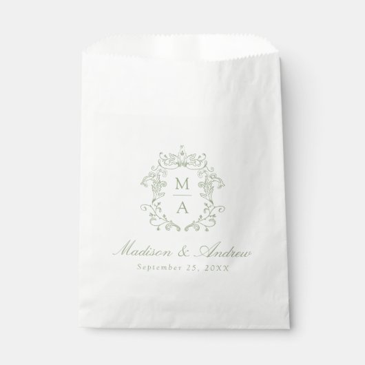 エレガントセージChinoiserieクレストモノグラム結婚ズ フェイバーバッグ (正面)