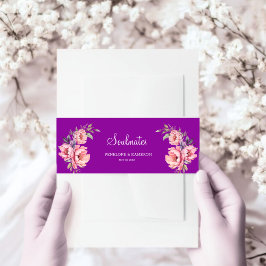 エレガントソウルメイト水の色牡丹結婚の 招待状ベリーバンド