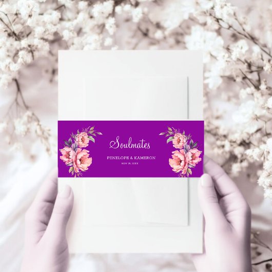 エレガントソウルメイト水の色牡丹結婚の 招待状ベリーバンド