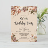 エレガントソフトウォーター色ピンクフローラ90誕生日 招待状 (スタンド正面)