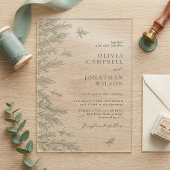 エレガントソフトセージ離れグリーボタニカル結婚ズ アクリル招待状