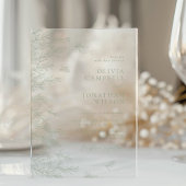 エレガントソフトセージ離れグリーボタニカル結婚ズ アクリル招待状