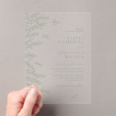 エレガントソフトセージ離れグリーボタニカル結婚ズ アクリル招待状 (インサイチュ (ポータブル))