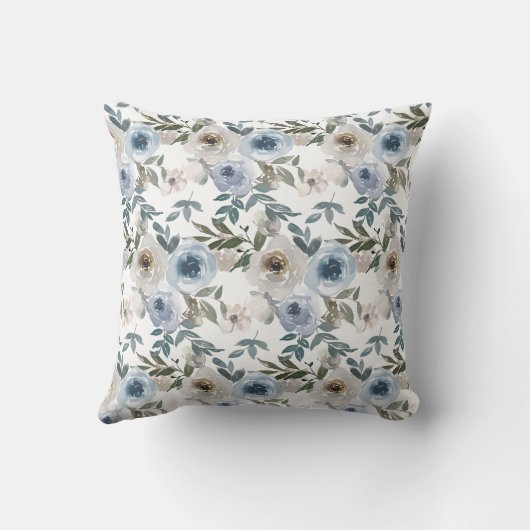 エレガントソフトダスティブルーウォーター花模様 クッション (裏面)