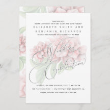 エレガントソフトピンク牡丹フローラ結婚タイポグラフィ