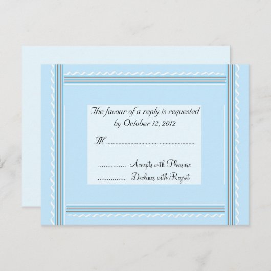 エレガントソフトブルー結婚の返信 出欠カード (正面/裏面)
