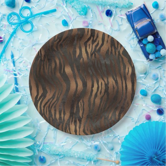 エレガントタイガーシック黒青銅スタイリッシュ ペーパープレート (パーティー)