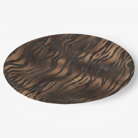 エレガントタイガーシック黒青銅スタイリッシュ ペーパープレート (アングル)