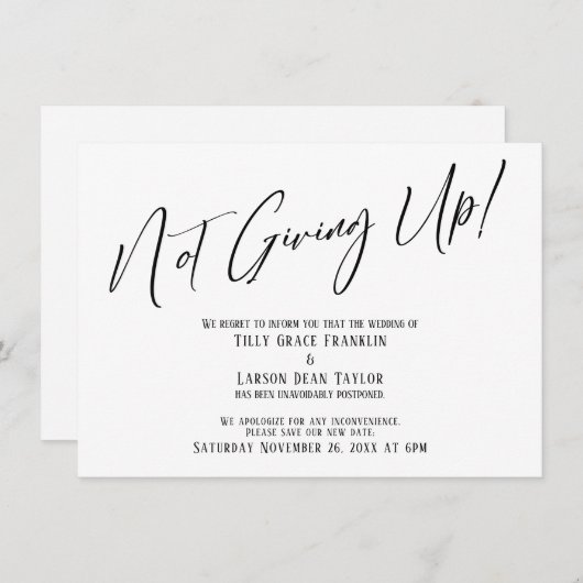 エレガントタイポグラフィが与え上がる!遅結婚延 招待状 (正面/裏面)